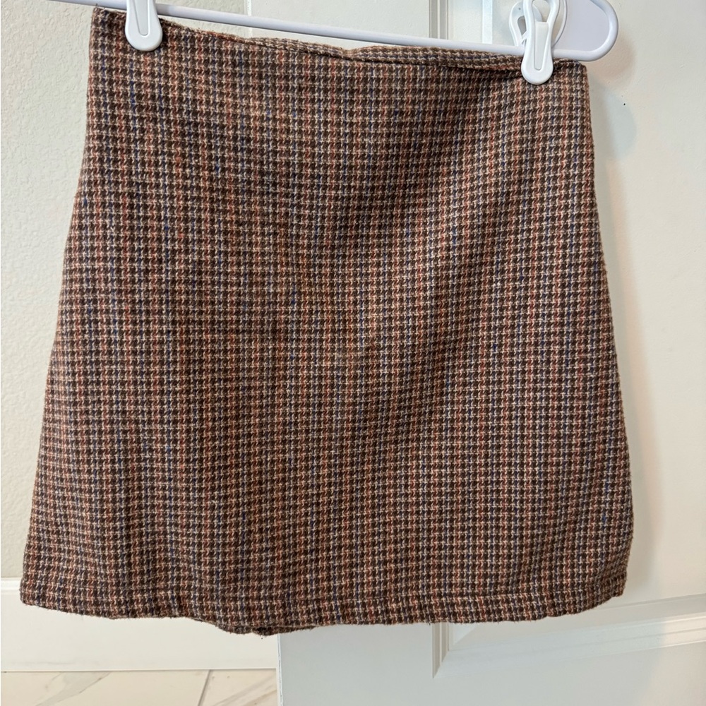 SHEIN Brown Houndstooth Mini Skirt